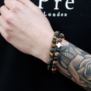 Set de 2 Bracelets d’Amitié – Power – Œil de Tigre & Pierre Noire