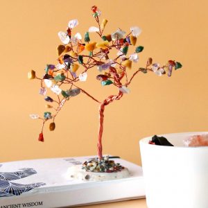 Arbre de pierres naturelles – Multicolore sur agate (100 pierres)