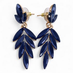 Boucles d’Oreilles Royal Blue – Verre Vintage – Longues Pendantes