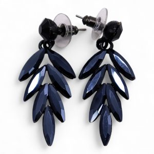 Boucles d’oreilles en verre noir – Style vintage