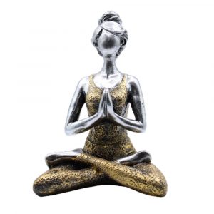 Statue femme en posture de yoga argent & or – 24 cm