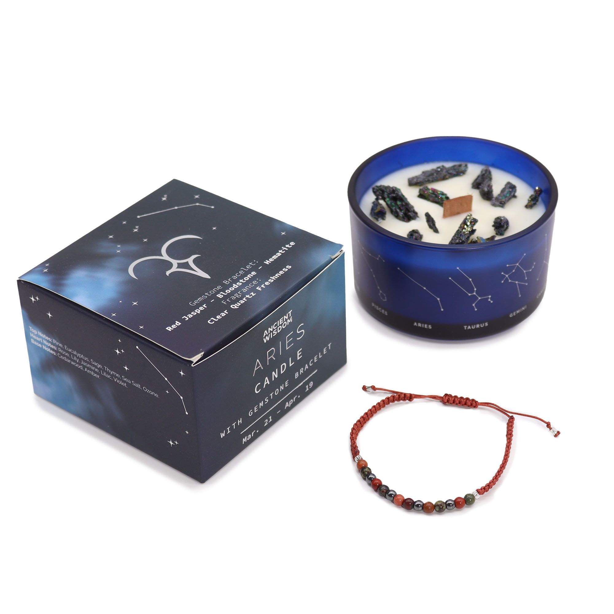 Zodiac Crystal Candle avec Bracelet – Bélier – Image 2