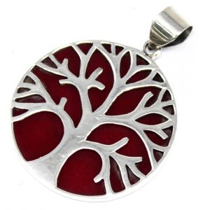 Pendentif Arbre de Vie Argent – Effet Corail – 30 mm