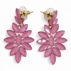 Boucles d’Oreilles Soft Pink – Verre Vintage – Long Drop