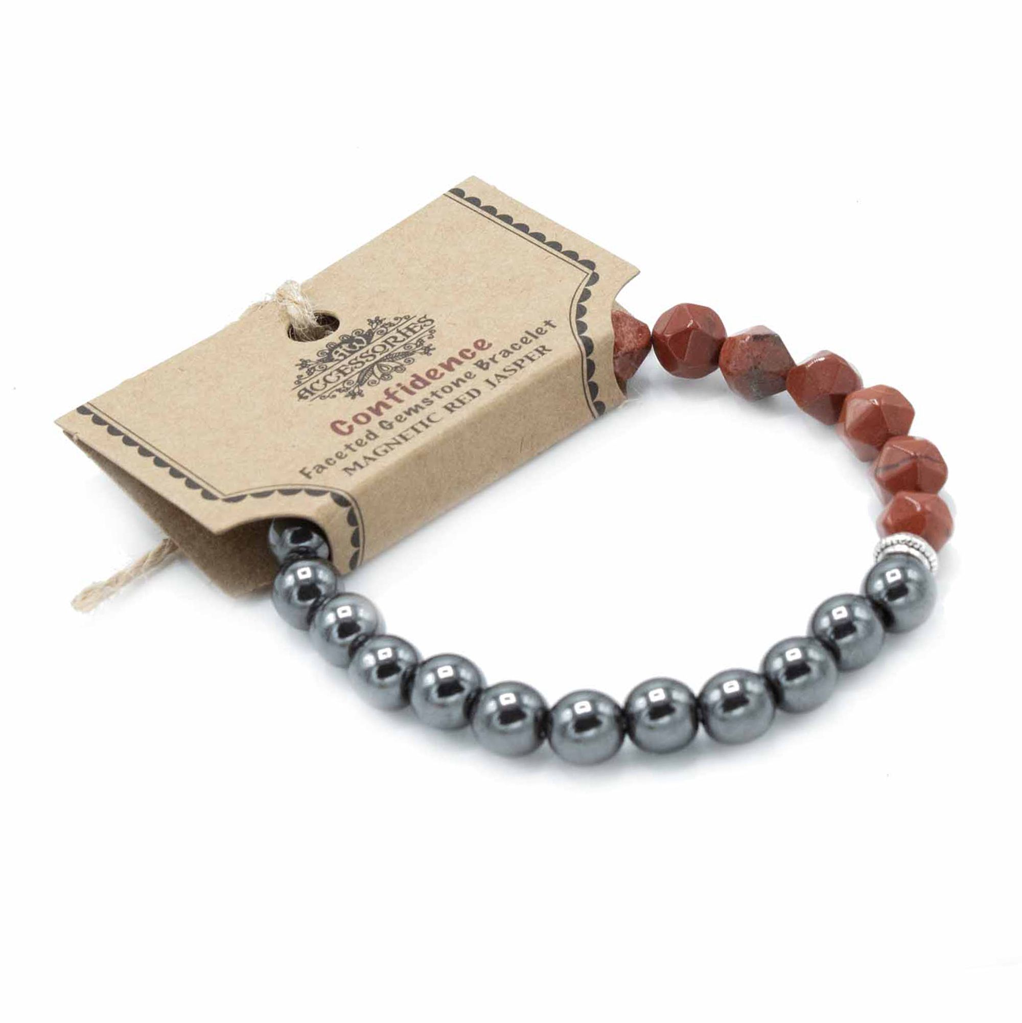Bracelet Facetté – Jaspe Rouge Magnétique