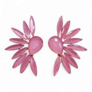 Boucles d’oreilles ailes d’ange – Verre rose vintage