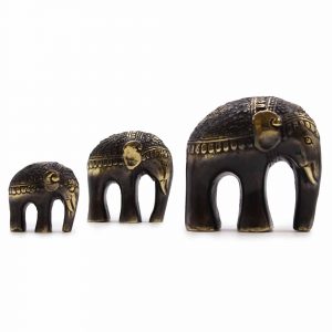 Set de 3 éléphants décoratifs en laiton – Harmonie et protection