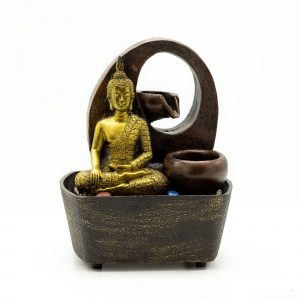 Fontaine d’intérieur Bouddha doré – Cascade zen 21,5 cm