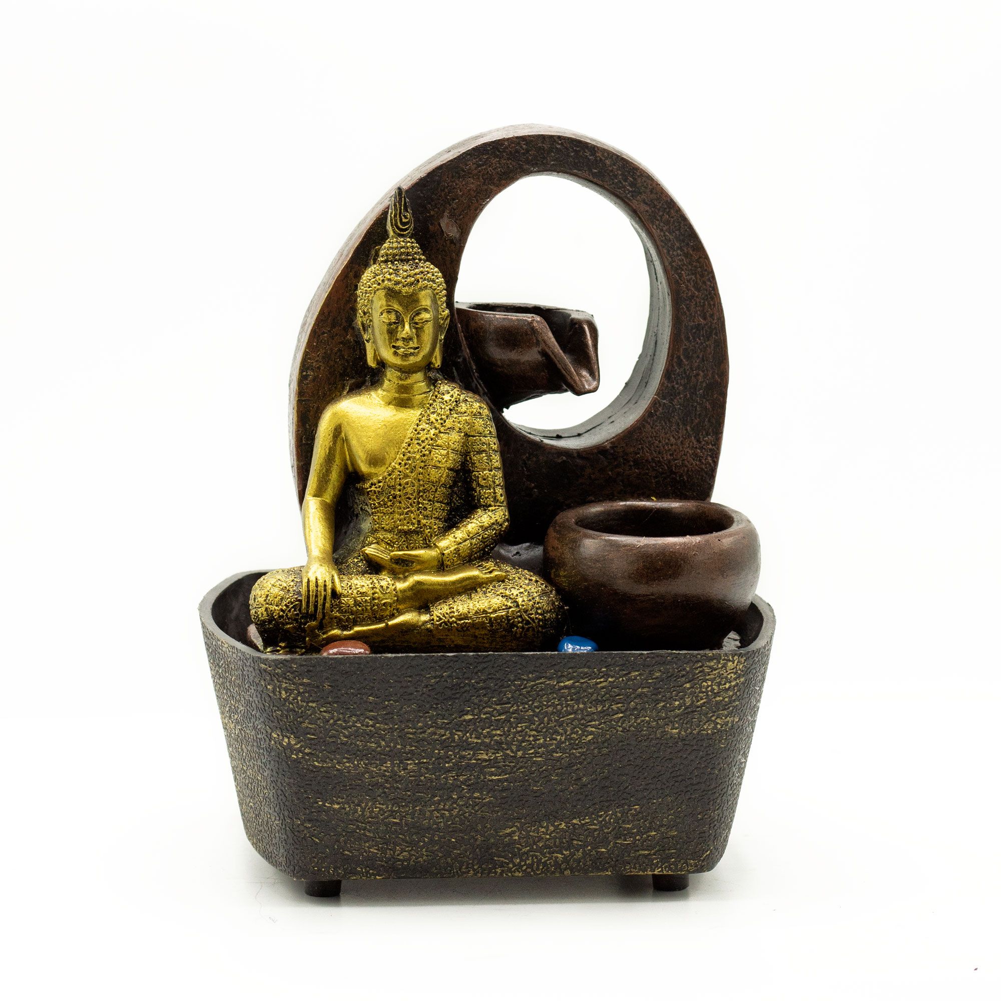 Fontaine d’intérieur Bouddha doré – Cascade zen 21,5 cm