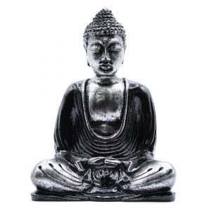 Statue Bouddha noir & gris – medium – Peinte à la main