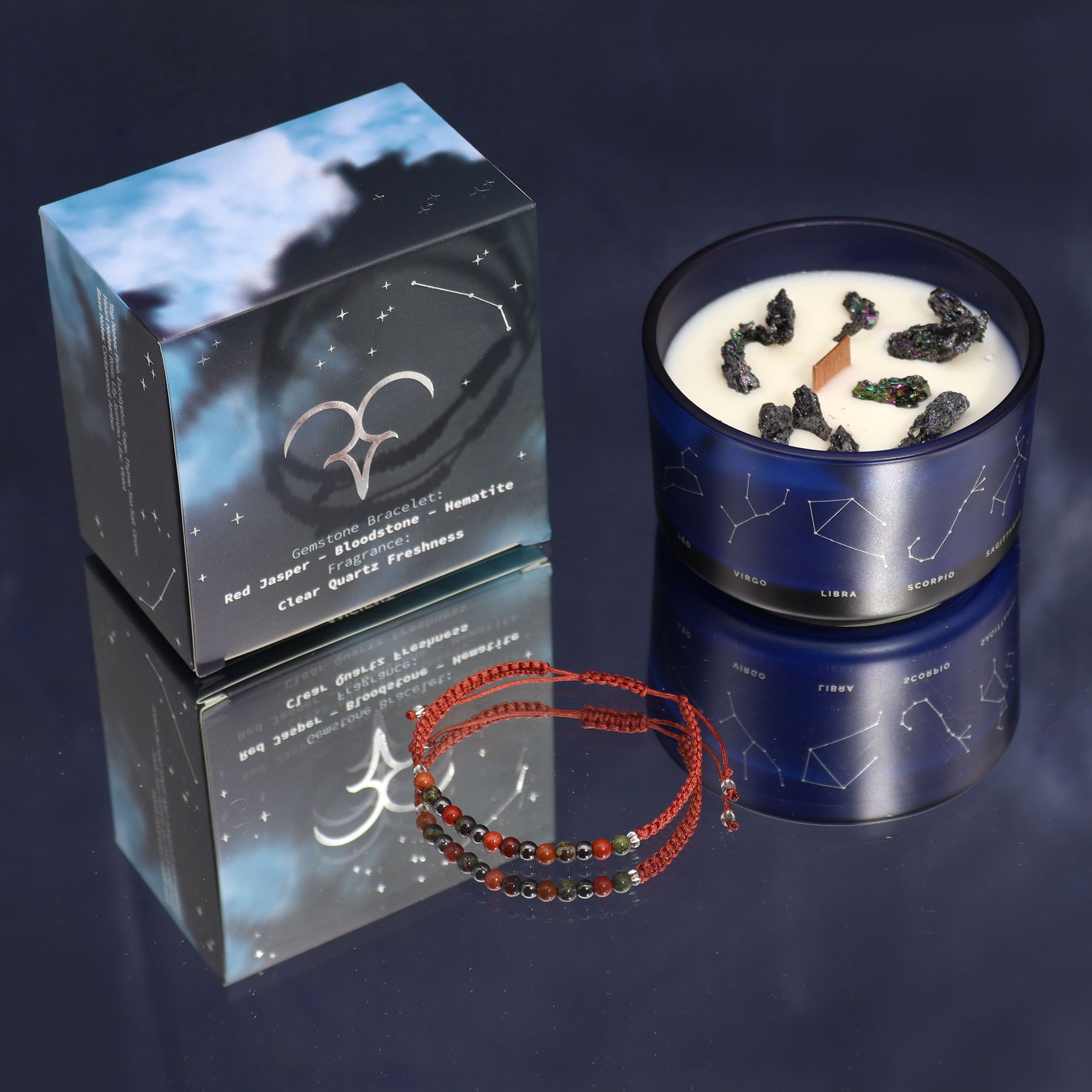 Zodiac Crystal Candle avec Bracelet – Bélier