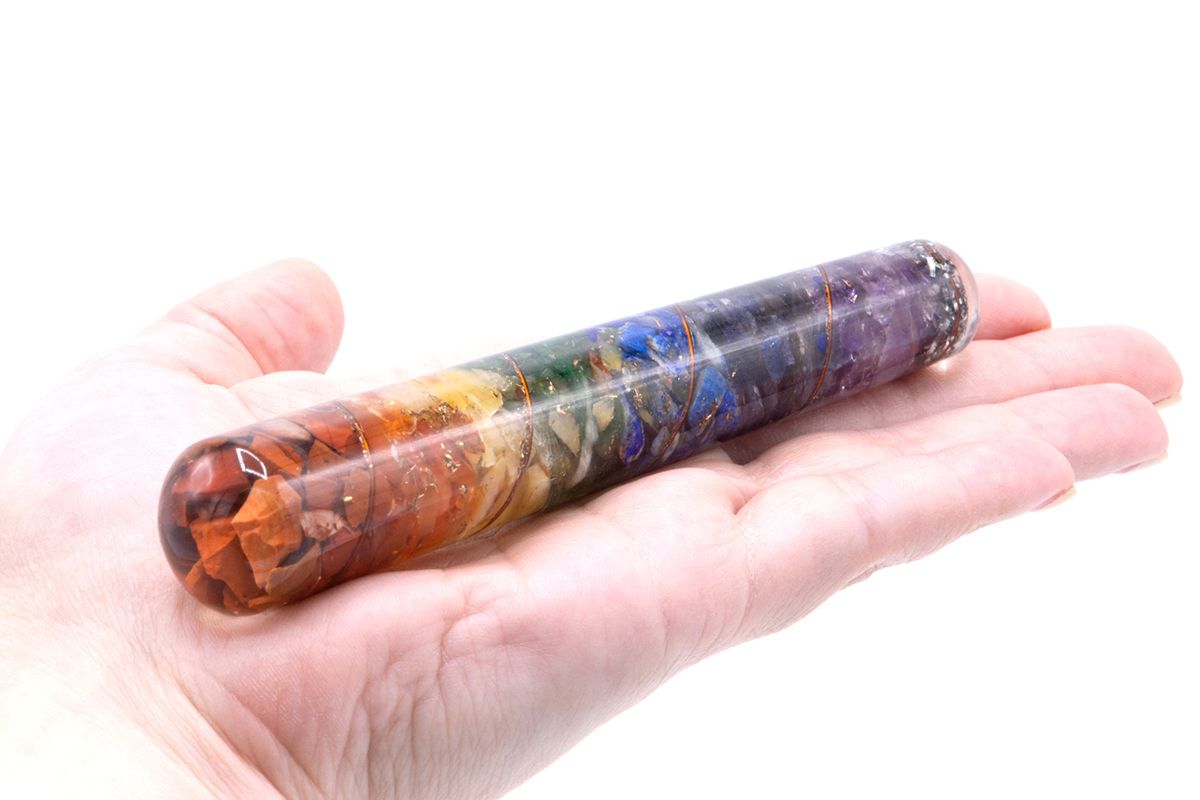 Baguette en orgonite – Cuivre et centre énergétique (traditionnel)s (140 × 30 mm)
