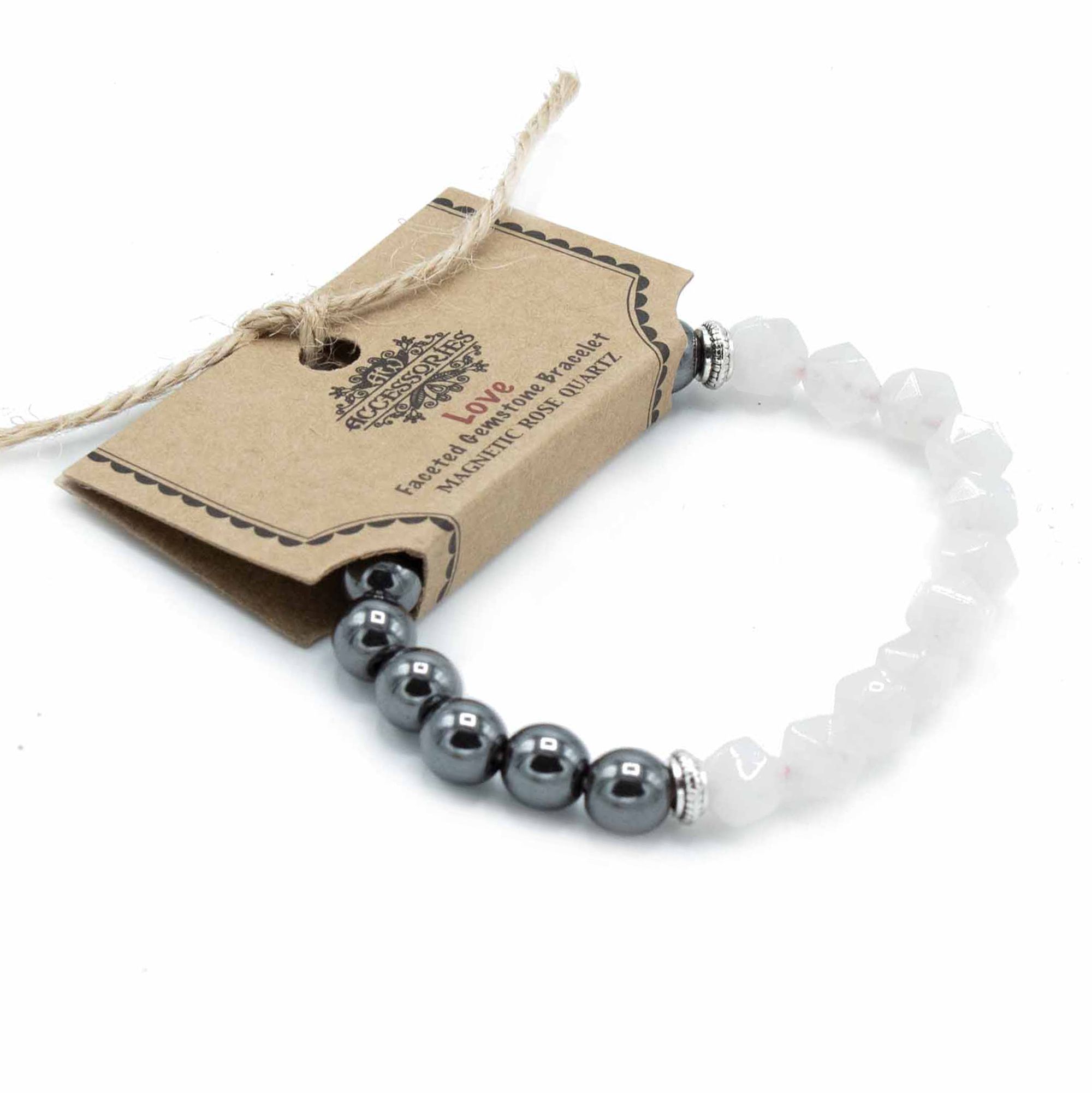 Bracelet Facetté en Quartz Rose – Magnétique