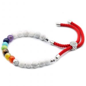 Bracelet Royal Rouge en Howlite Blanche – Plaqué Argent 925 – Chakra