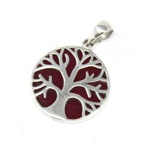 Pendentif Arbre de Vie en Argent – Effet Corail 22 mm