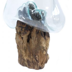 Bol en verre fondu sur bois – Grand modèle