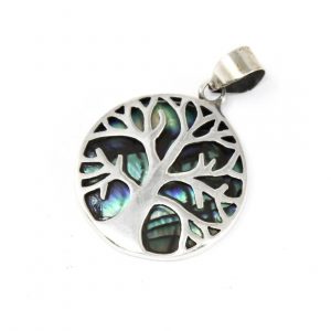 Pendentif Arbre de Vie en Argent – Abalone Naturelle 22 mm