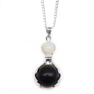 Pendentif Mains de Guérison en Agate Noire – Protection & Ancrage