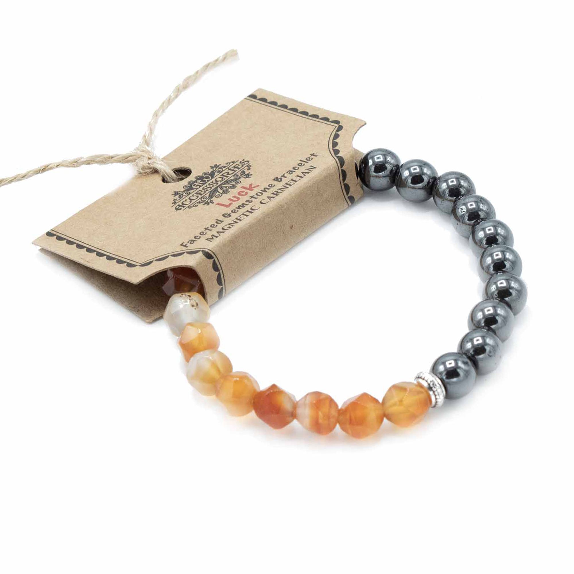 Bracelet Facetté en Cornaline – Magnétique