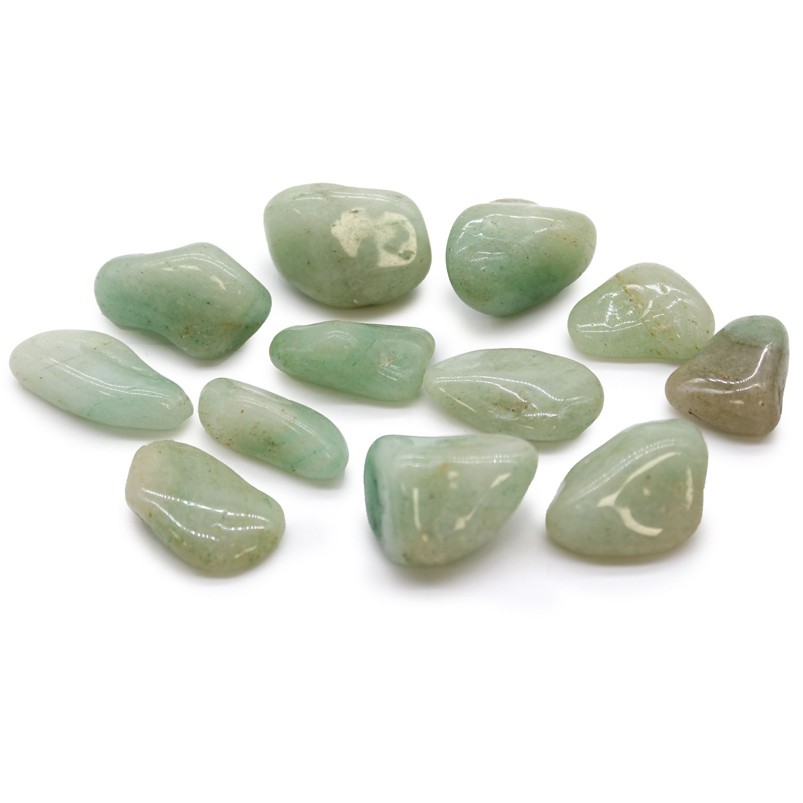 Aventurine verte d'Afrique pierres roulées lot de 12 taille moyenne prospérité