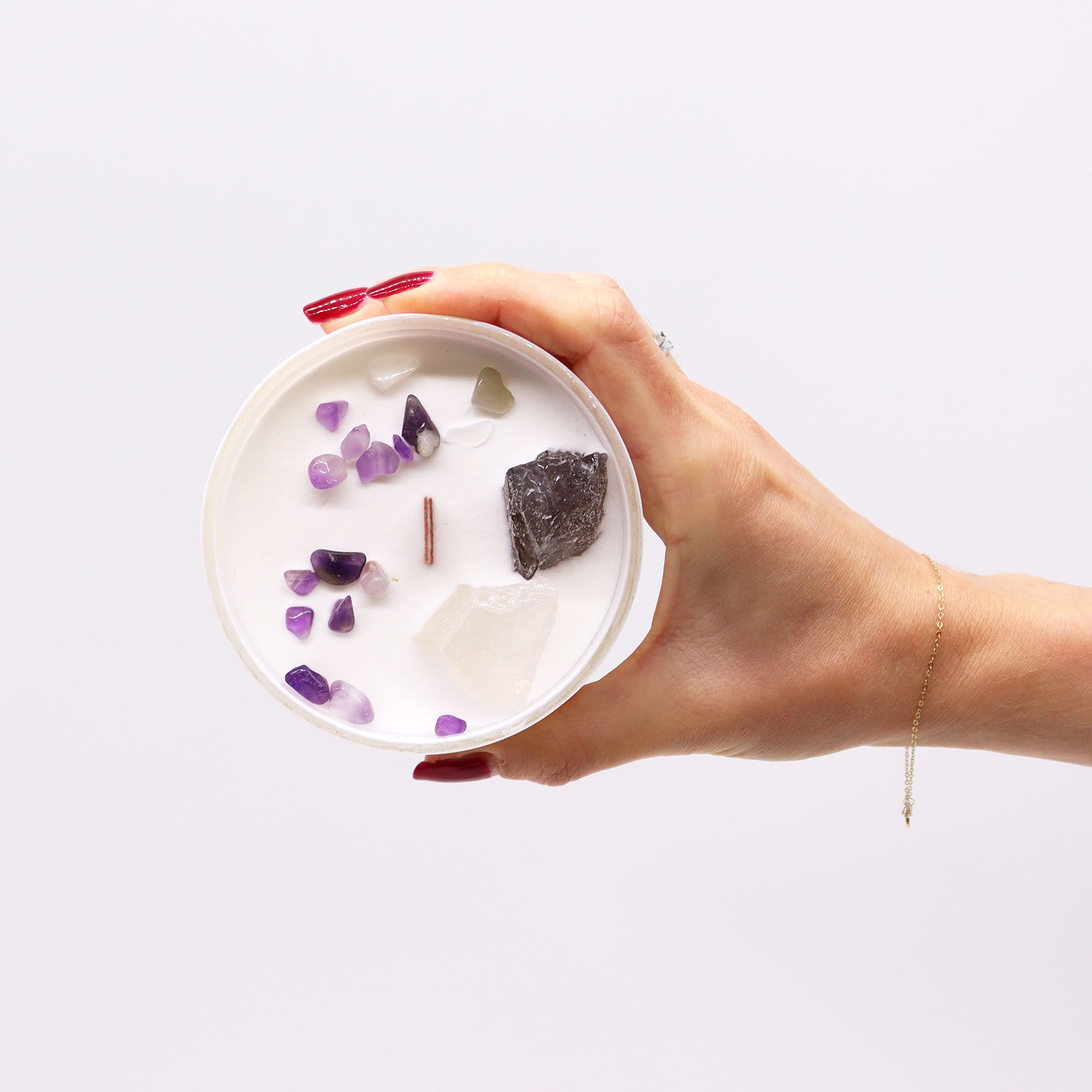 Bougie chakra couronne aux cristaux naturels – Image 4