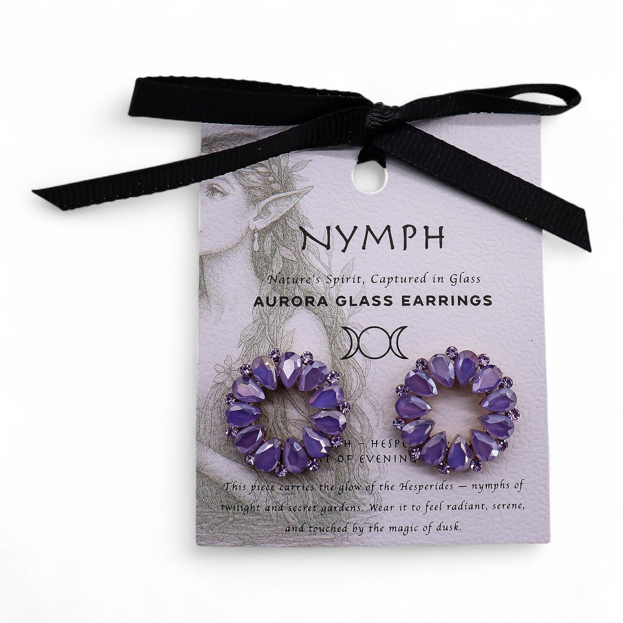Boucles d’oreilles Lavender – Anneaux vintage en verre – Image 5