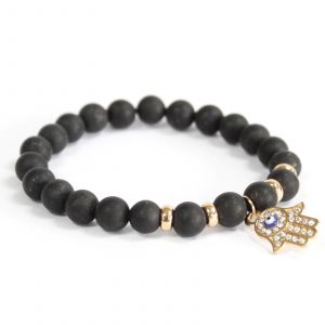 Bracelet Hamsa – Agate Noire