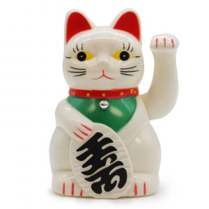 Maneki-neko blanc – Chat porte-bonheur japonais 15 cm