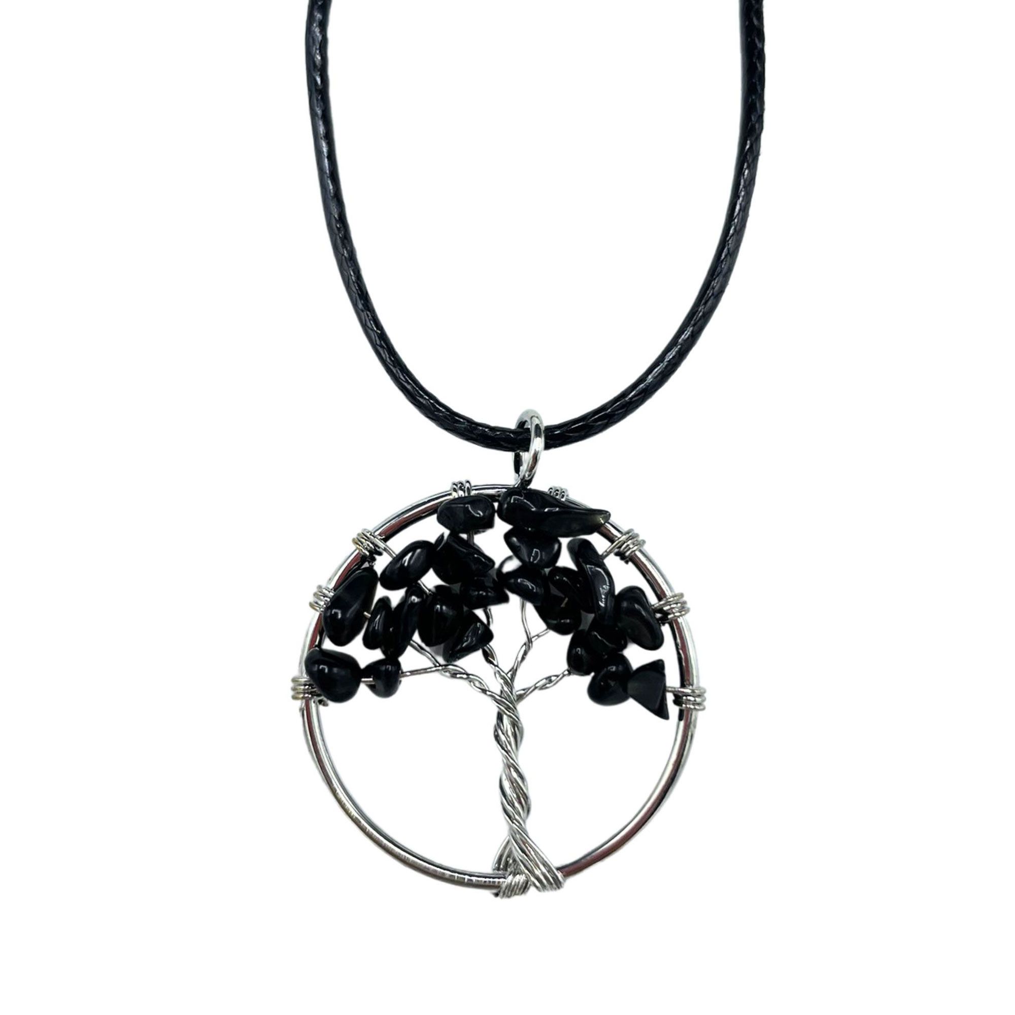 Collier Arbre de Vie en agate noire naturelle – Image 2