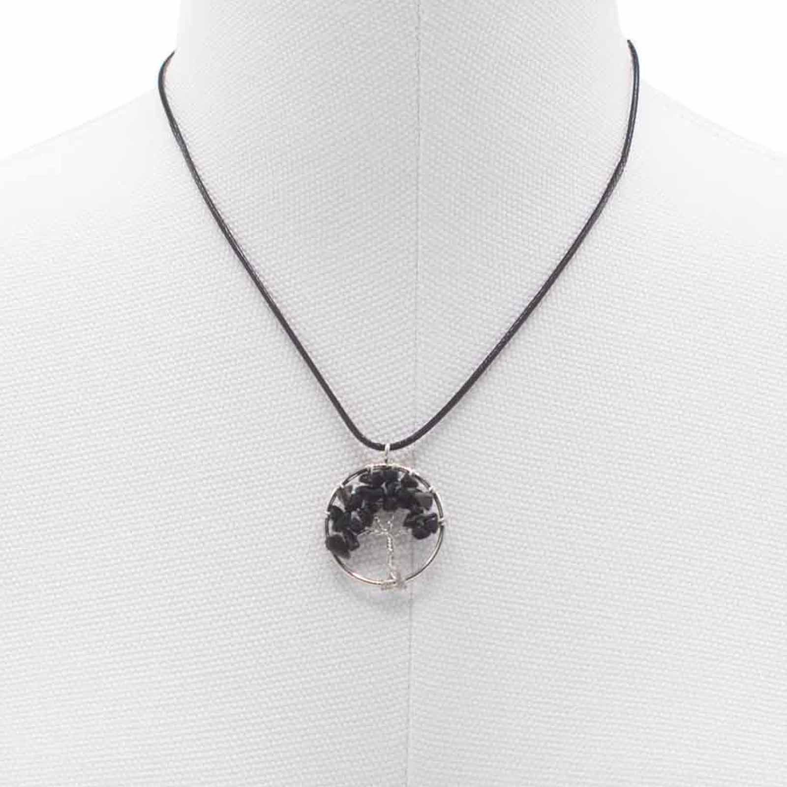 Collier Arbre de Vie en agate noire naturelle – Image 3