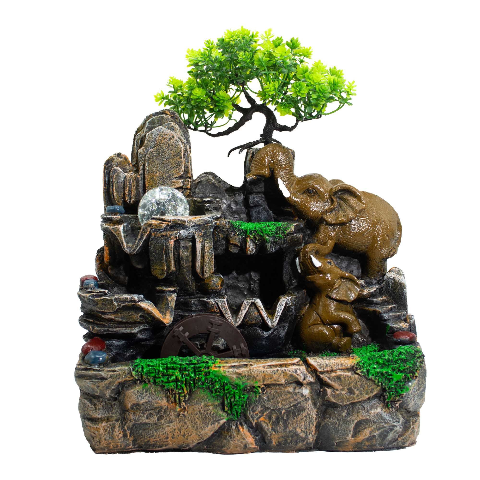 Fontaine d’intérieur décorative éléphants avec boule cristal et lumière – 30×20×35 cm – Image 5