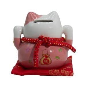 maneki neko rose tirelire chat porte bonheur