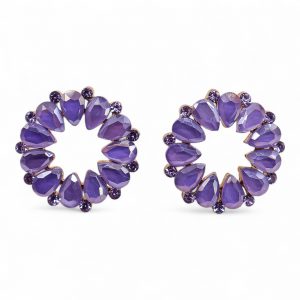 Boucles d’oreilles Lavender – Anneaux vintage en verre