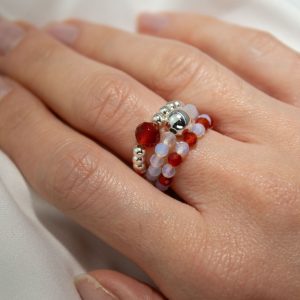 Bague trio en pierres naturelles « Nymph Spirit – Lune Rouge »