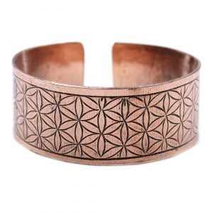 Bracelet tibétain en cuivre gravé motif fleur de vie ajustable