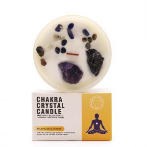 Bougie chakra du plexus solaire aux cristaux naturels