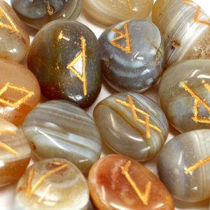 Runes agate noire naturelles – Jeu divinatoire 25 pierres