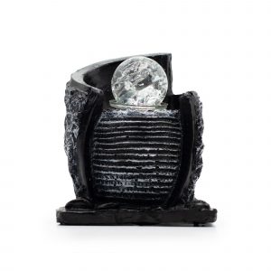 Fontaine d’intérieur zen avec boule lumineuse – Effet pierre – 20 cm