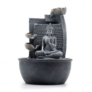 Fontaine d’intérieur Bouddha zen avec cascade lotus – 19×19×28 cm