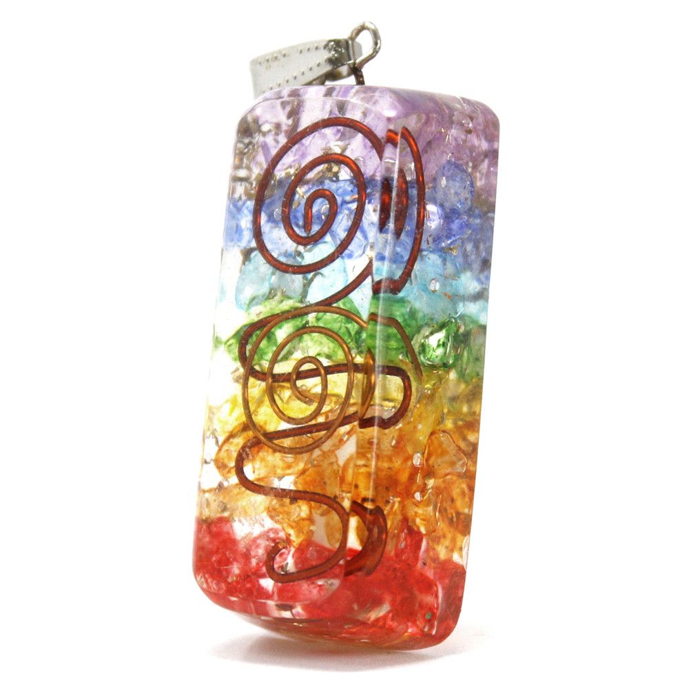 Pendentif Orgonite Arc-en-ciel – Spirale de cuivre – Image 2