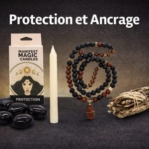 pack protection, sauge noire, tourmaline, bougie, collier oeil de tigre