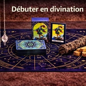 Pack Débuter en Divination Lumen Arca — tarot, pendule cristal, tapis zodiaque, sauge, palo santo