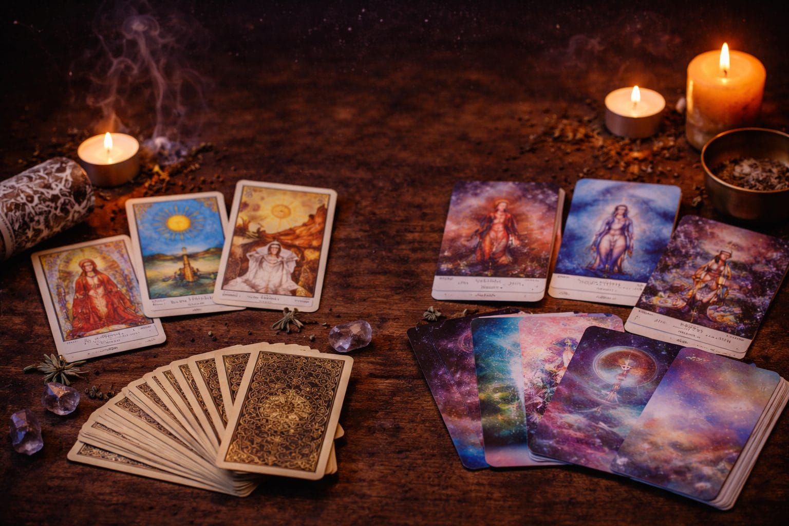Tarot et oracle dans une ambiance ésotérique douce — Lumen Arca