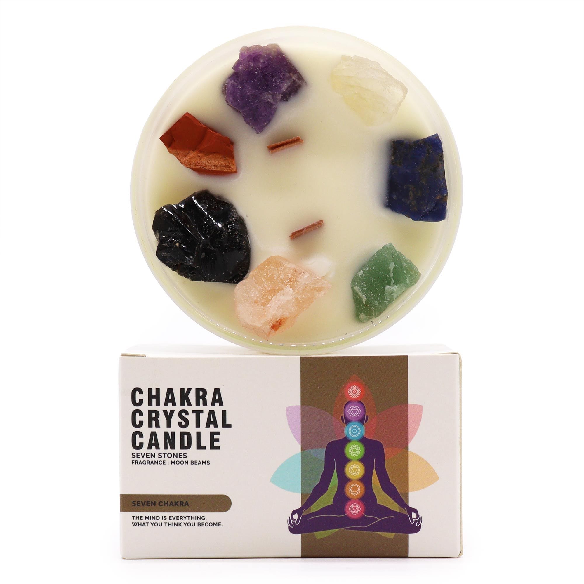Grande Bougie 7 Chakras aux Cristaux