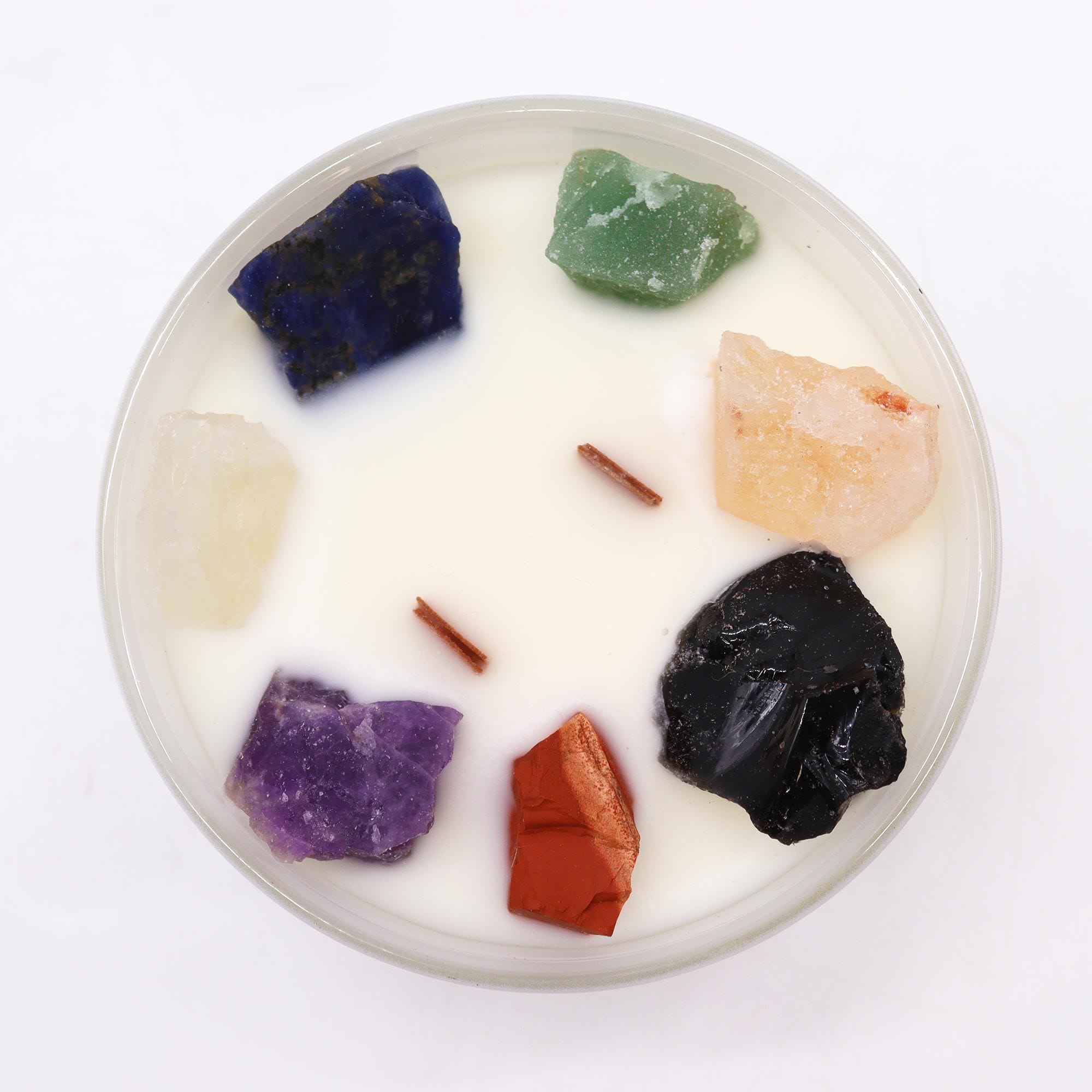 Grande Bougie aux 7 Cristaux de Chakra — Cire de Soja & Pierres Naturelles – Image 5