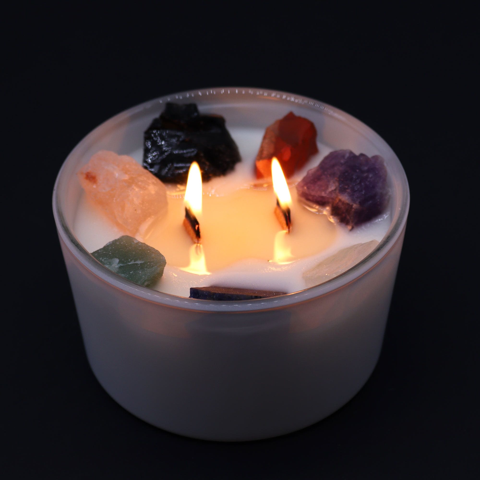 Grande Bougie aux 7 Cristaux de Chakra — Cire de Soja & Pierres Naturelles – Image 4