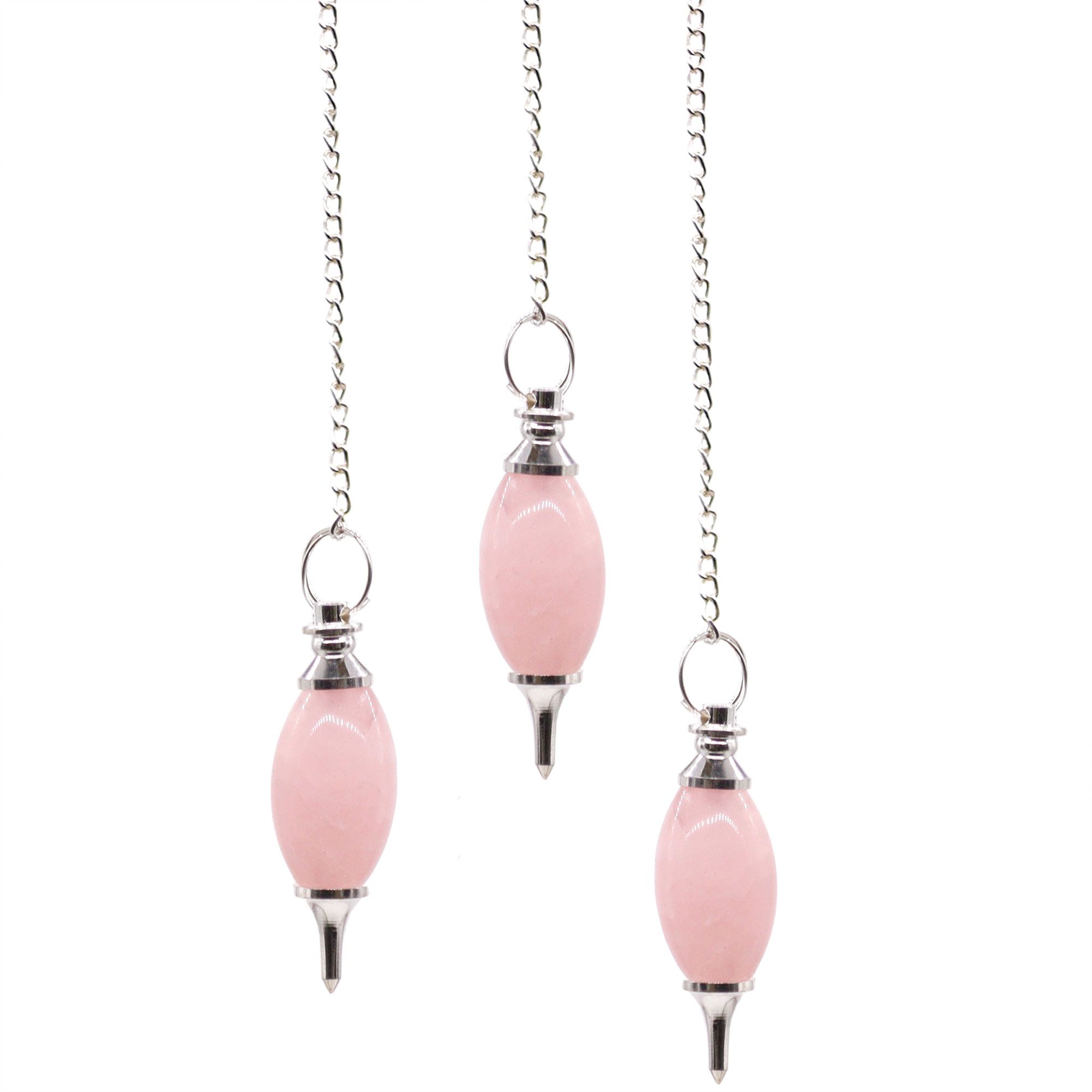 pendule lingam en quartz rose naturel pour radiesthésie