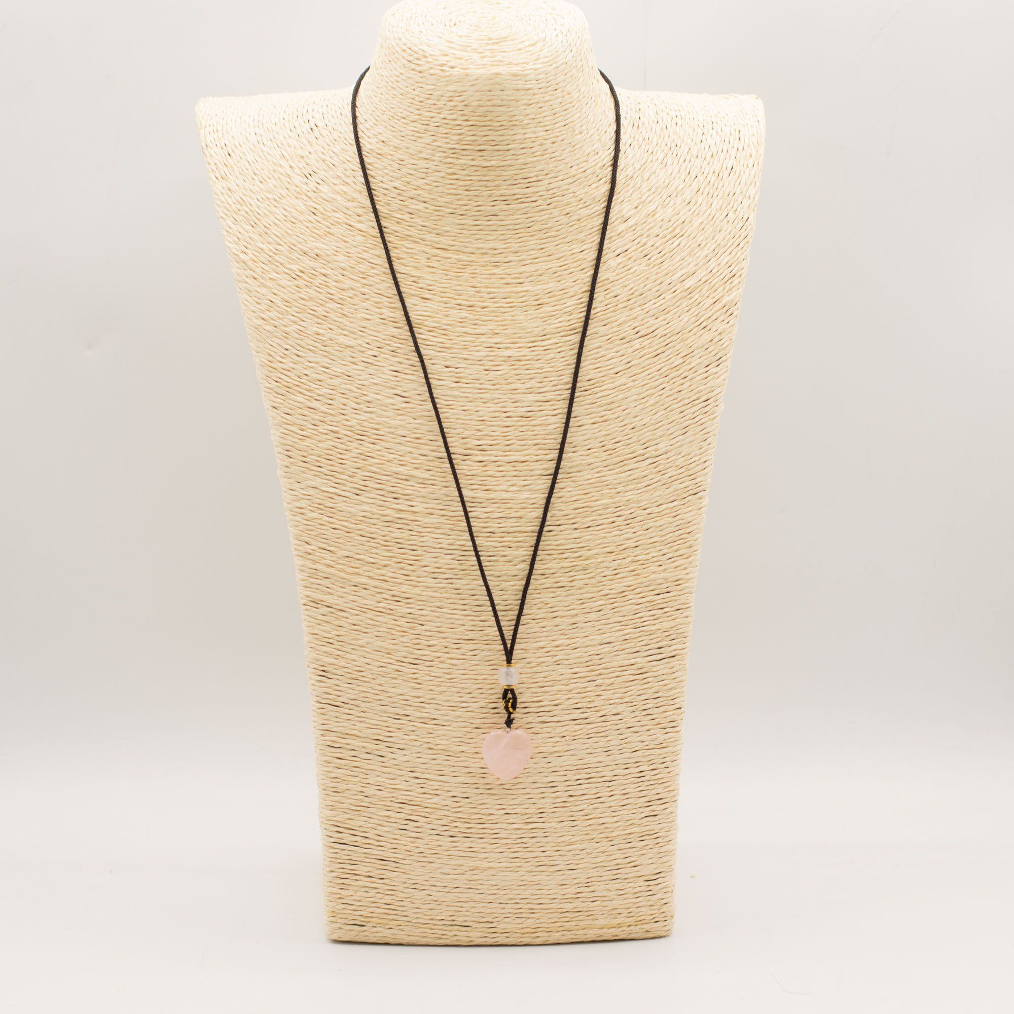 Collier cordon pendentif cœur en quartz rose naturel – Image 2