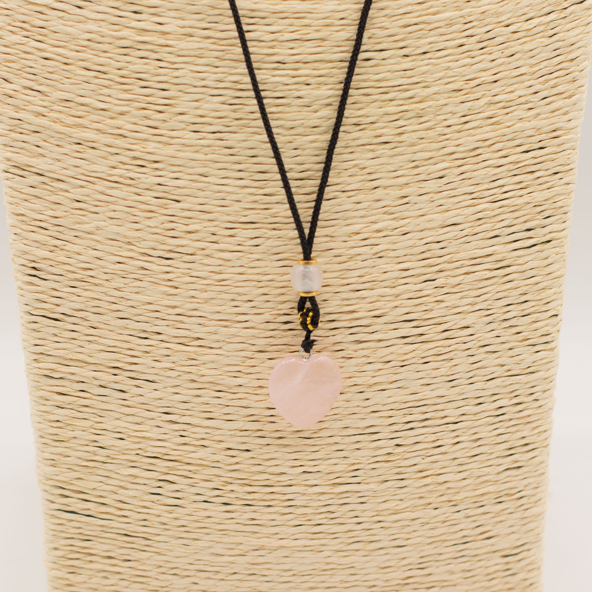 Collier cordon pendentif cœur en quartz rose naturel – Image 3
