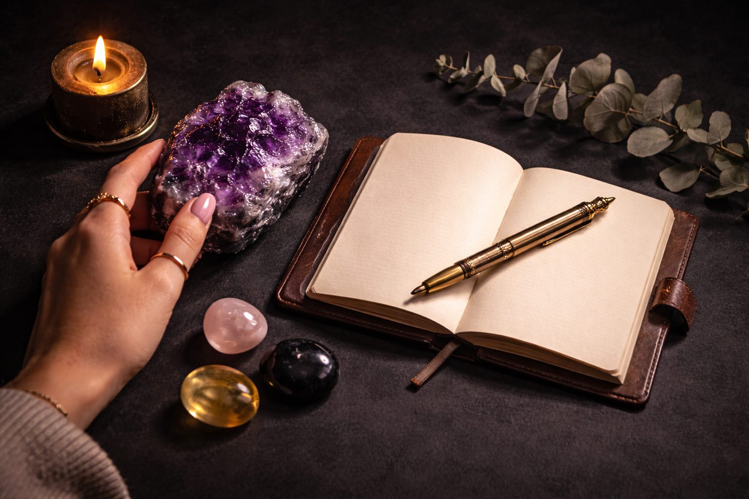 Améthyste et élégance dorée — Lumen Arca boutique ésotérique